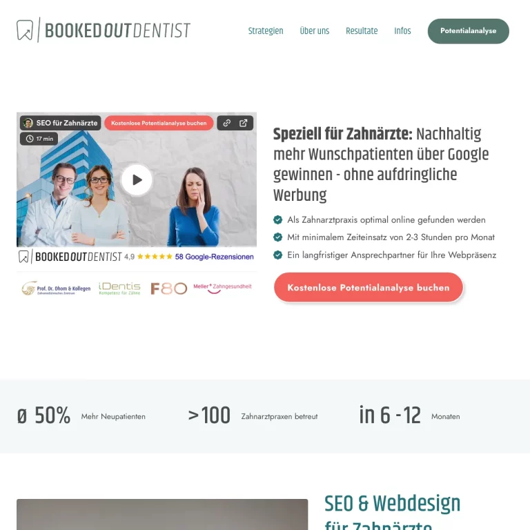 BookedoutDentist – Webdesign & SEO für Zahnärzte