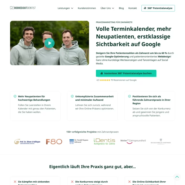 BookedoutDentist – Webdesign & SEO für Zahnärzte